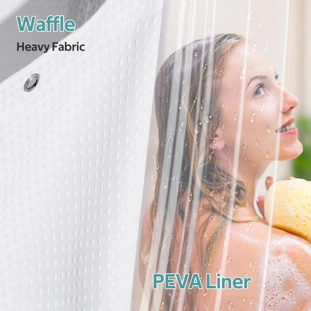 Vipfree 3 in 1 Shower Curtain Set White 72